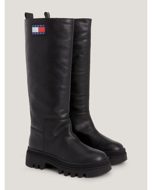 Tommy Hilfiger Black Chunky Cleat Knee-high Boots