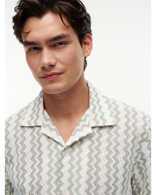 Tommy Hilfiger White Regular Fit Textured Short Sleeve Shirt for men