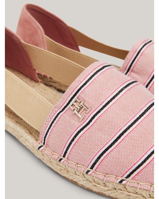 Tommy Hilfiger Pink Shirting Trim Stripe Flat Espadrilles