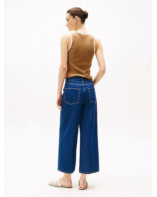 Vaqueros Tobilleros De Pernera Ancha Y Talle Alto Tommy Hilfiger de color Blue