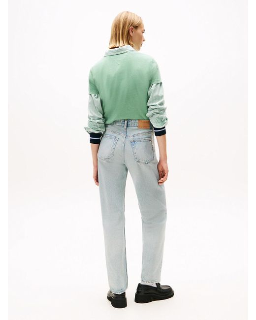 Jeans Slim Fit Dritti A Vita Media di Tommy Hilfiger in Green