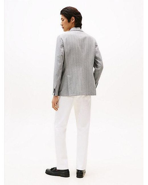 Tommy Hilfiger Extra Slim Fit Blazer Met Visgraatmotief in het Gray voor heren