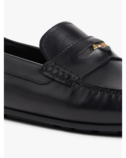 Tommy Hilfiger White Leather Debossed Logo Driver Shoes for men
