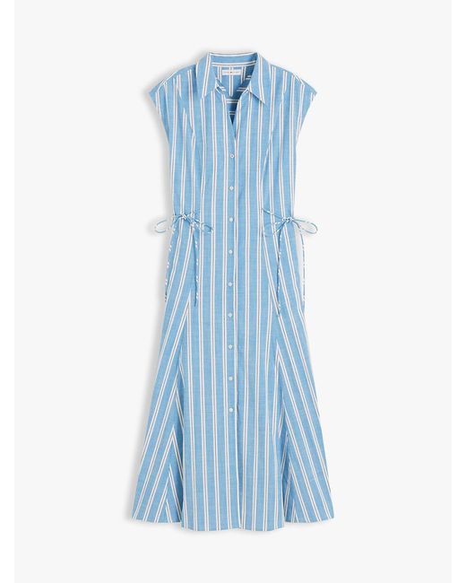 Tommy Hilfiger Blue Tie Detail Cap Sleeve Midi Shirt Dress