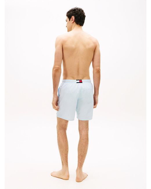 Tommy Hilfiger White Essential Flag Long Length Swim Shorts for men