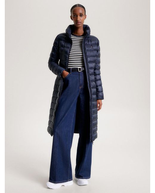 Tommy Hilfiger Blue Global Stripe Recycled Maxi Padded Coat