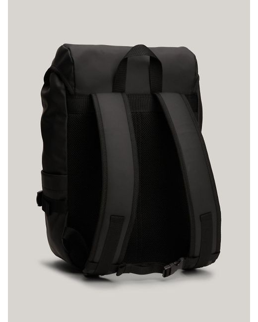 Tommy Hilfiger Black Essential Logo Flap Backpack for men