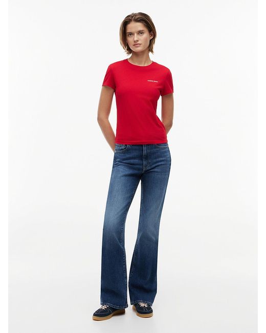 Tommy Hilfiger Red Logo Slim Jersey T-Shirt