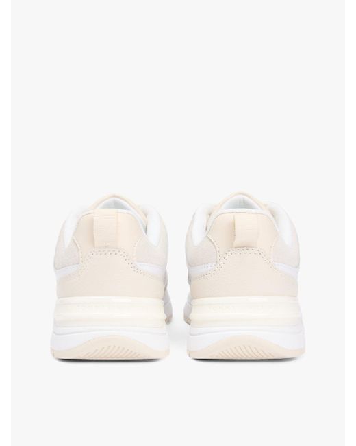 Tommy Hilfiger Natural Th Monogram Leather Mixed Texture Trainers