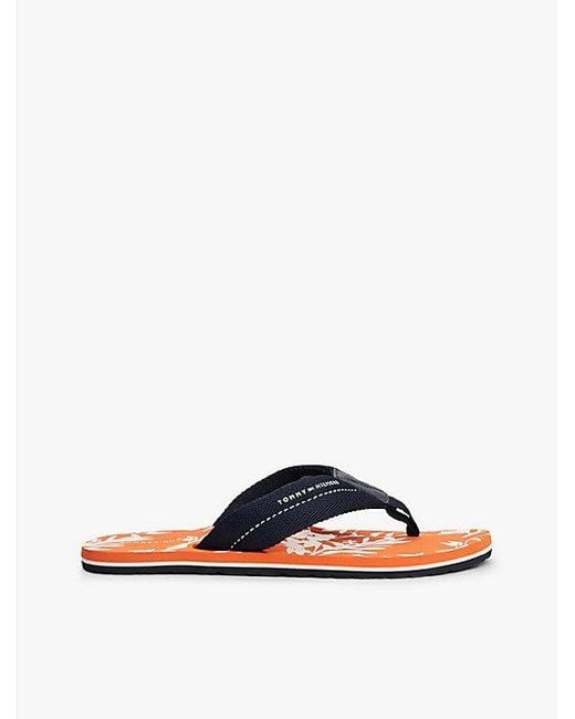 Tommy Hilfiger Teenslipper Met Webbing Band En Print in het Blue voor heren
