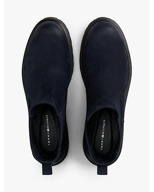 Tommy Hilfiger Leren Chelsea Boot Met Profielzool in het Blue