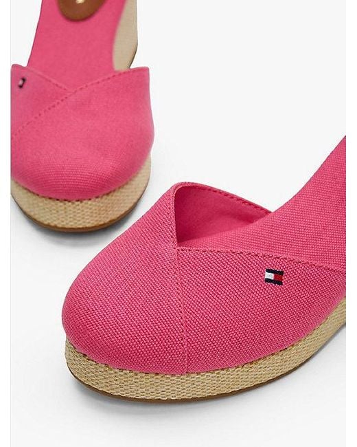 Tommy Hilfiger Pink Canvas-Sandale Mit Espadrille-Keilabsatz
