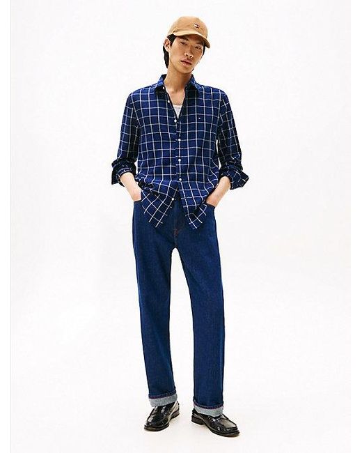 Tommy Hilfiger Regular Fit Overhemd Van Getextureerde Twill in het Blue voor heren