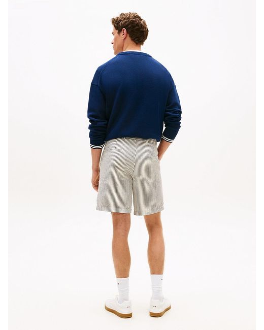 Tommy Hilfiger Blue Dover Seersucker Stripe Regular Fit Chino Shorts for men