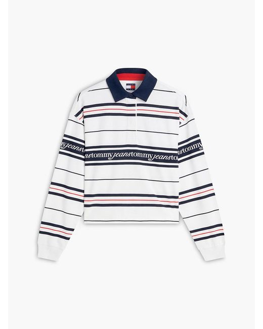 Tommy Hilfiger White Repeat Logo Relaxed Rugby Shirt