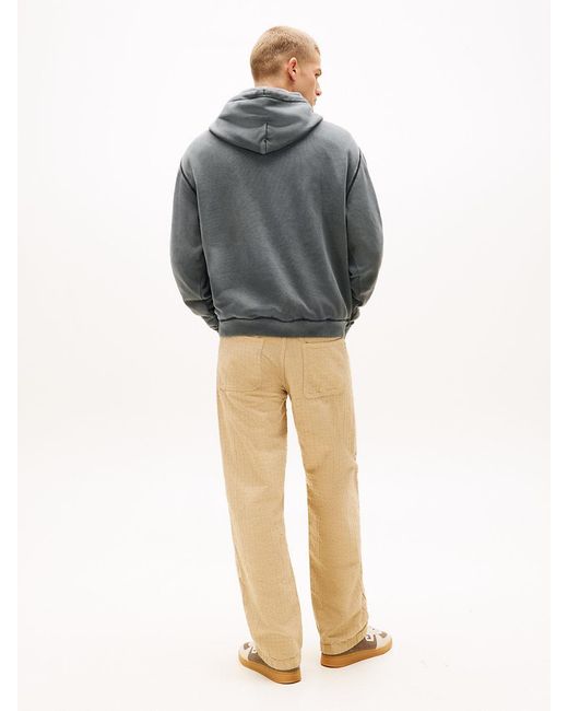 Tommy Hilfiger Gray Gym Logo Embroidery Washed Relaxed Hoody for men