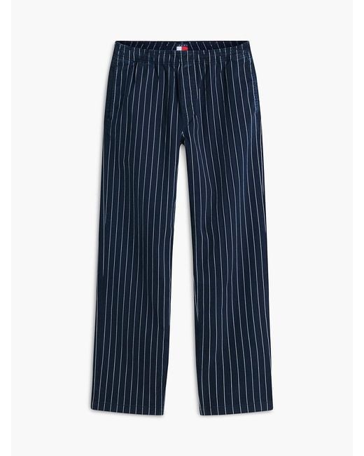 Tommy Hilfiger Blue Jaimie Relaxed Pinstripe Twill Trousers for men