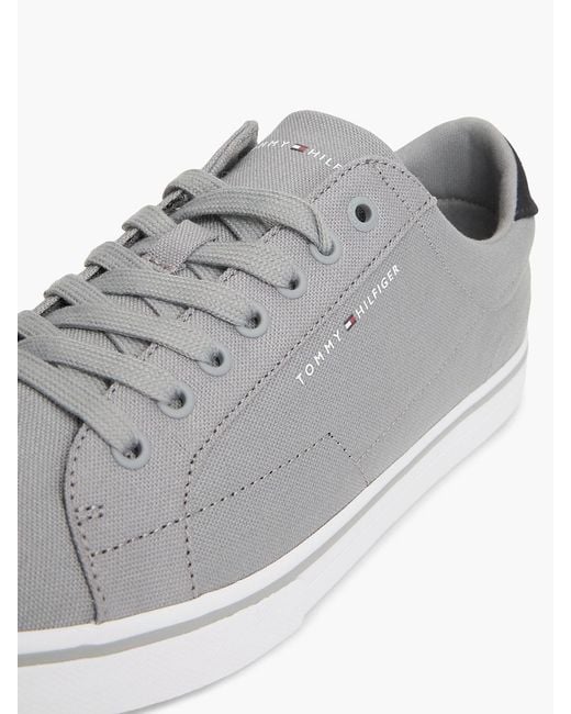 Tommy Hilfiger White Canvas Embossed Trainers for men