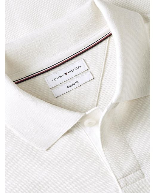 Tommy Hilfiger White Classic Fit Stripe Pique Polo Shirt for men