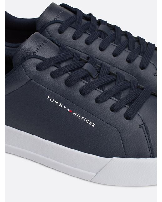 Tommy Hilfiger Blue Essential Pebble Grain Court Trainers for men