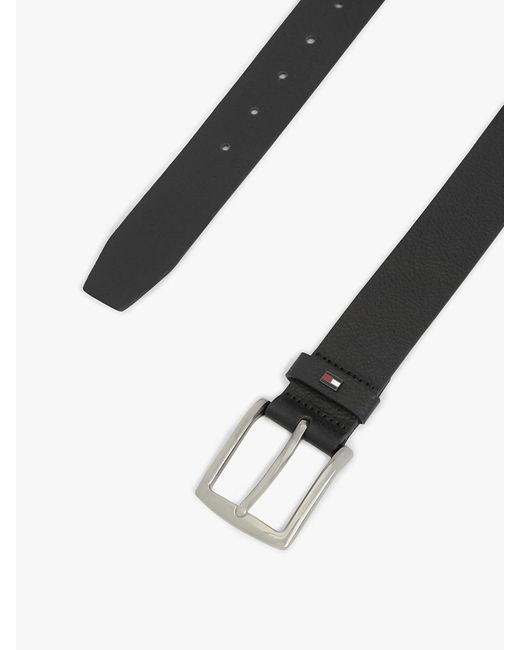 Tommy Hilfiger Black Denton Pebble Grain Leather Belt for men