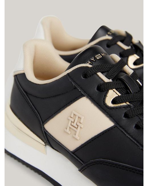 Tommy Hilfiger Elevated Metallic Heel Leather Runner Trainers