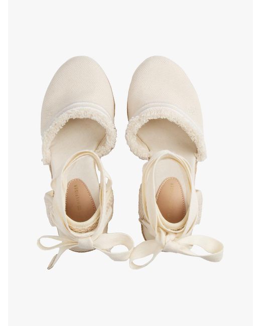 Espadrilles Compensées En Toile À Frange Tommy Hilfiger en coloris Natural