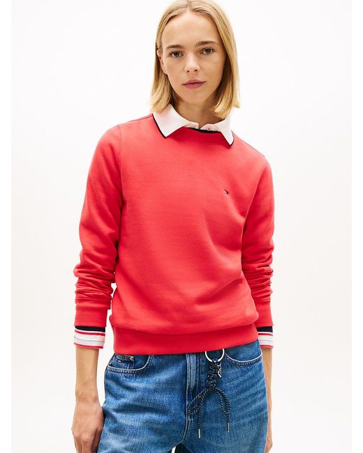 Tommy Hilfiger Red Flag Embroidery Fleece Sweatshirt