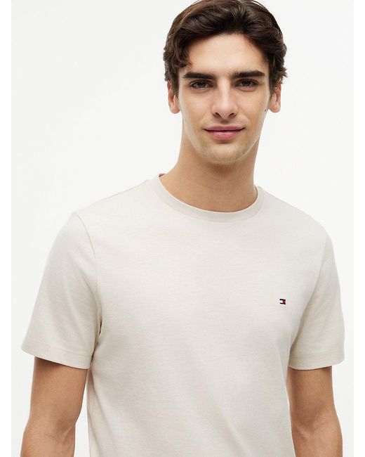 Tommy Hilfiger Natural Flag Embroidery Crew Neck T-shirt for men