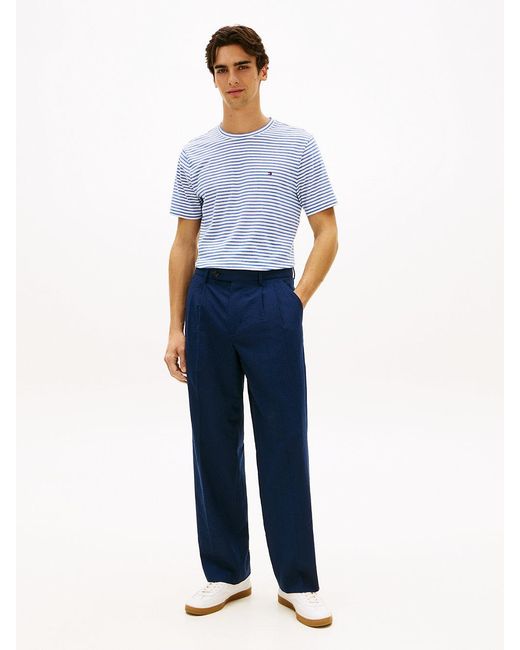 Tommy Hilfiger Blue Flag Embroidery Stripe Jersey T-Shirt for men