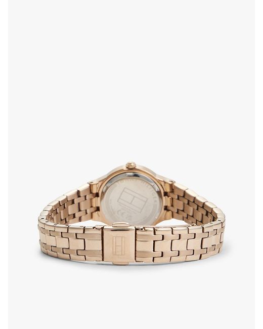 Tommy Hilfiger Natural Carnation-Plated Frosted Dial Chain-Link Watch