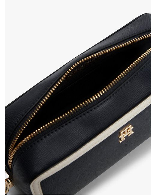 Tommy Hilfiger Blue Colour-blocked Th Monogram Crossbody Camera Bag