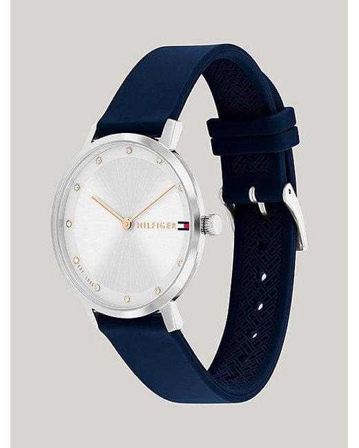 Reloj con correa de silicona azul marino Tommy Hilfiger de color Blue