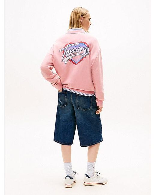 Sudadera Amplia De Felpa Con Logo Gráfico Tommy Hilfiger de color Pink