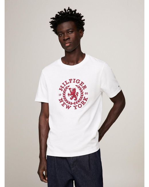 T-shirt oversize en jersey à blason Tommy Hilfiger pour homme en coloris White