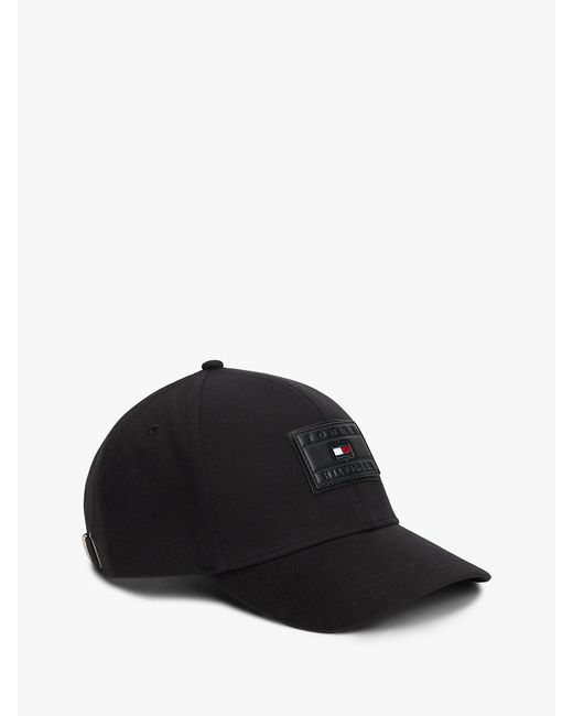 Tommy Hilfiger Black Hilfiger Flag Patch Gabardine Baseball Cap for men