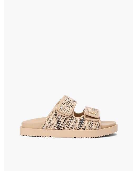 Tommy Hilfiger Natural Raffia Th Monogram Double Strap Sandals