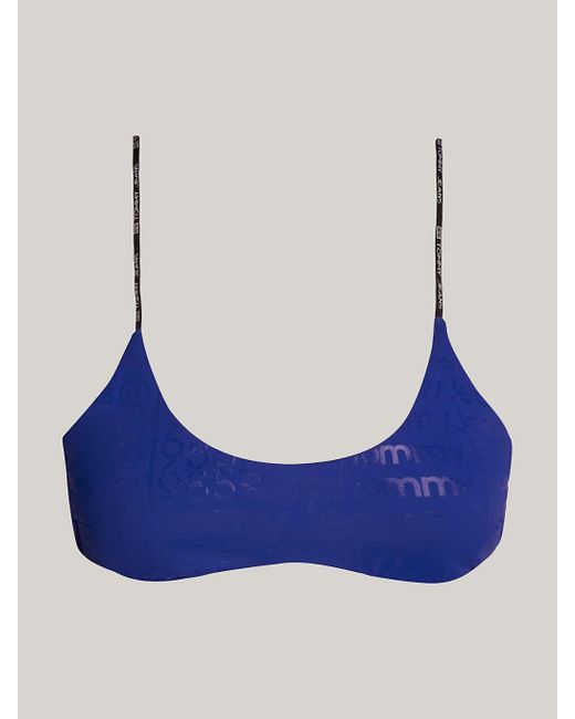 Tommy Hilfiger Blue Logo Print Bralette Bikini Top