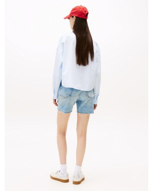 Chemise Courte En Popeline Rayée Tommy Hilfiger en coloris White