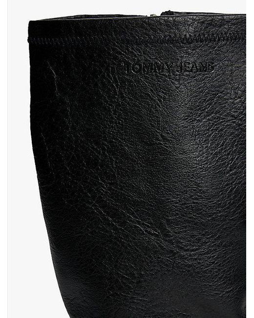 Tommy Hilfiger Leren Overknee Laars Met Rits in het Black