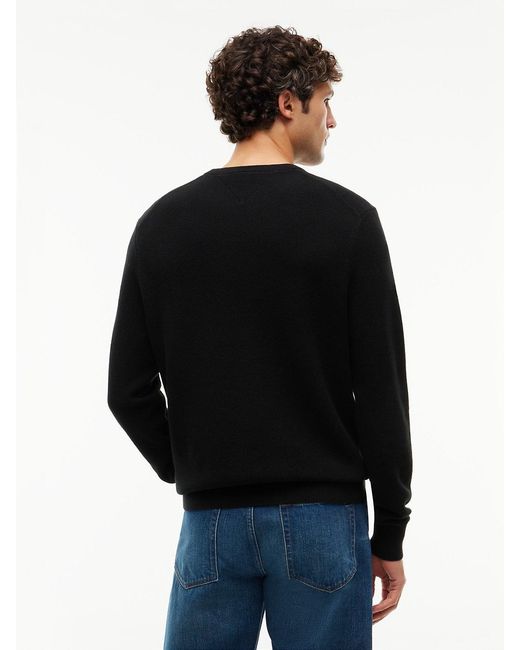 Tommy Hilfiger Black Textured Knit Crew Neck Jumper for men