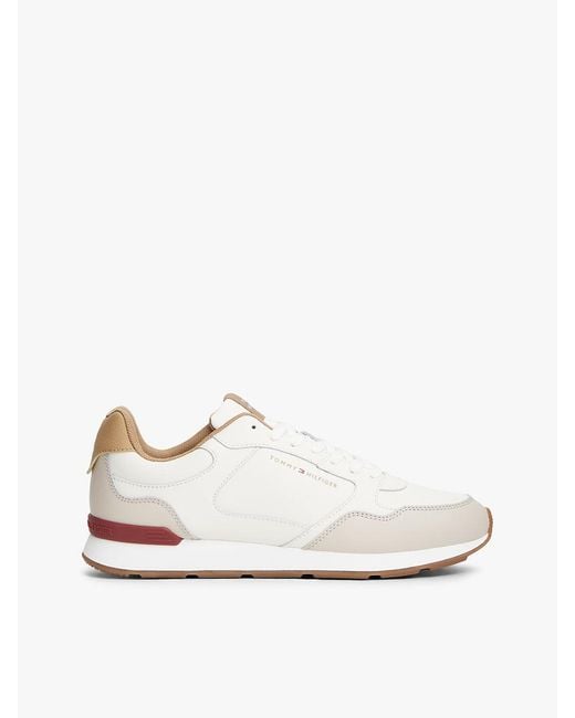 Tommy Hilfiger White Logo Lightweight Trainers With Leather for men