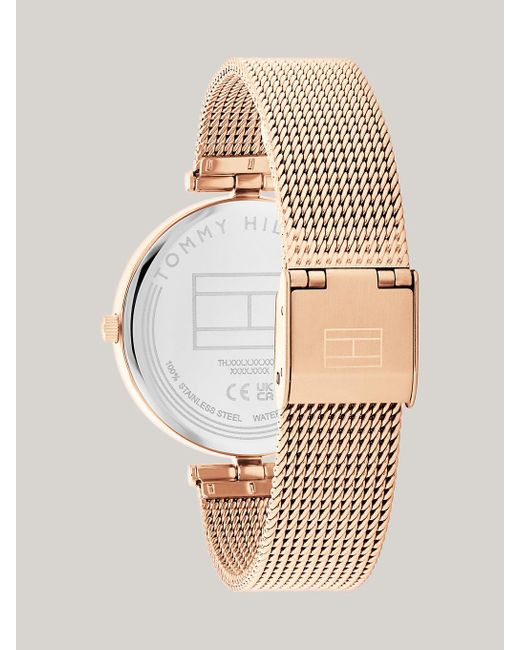 Tommy Hilfiger Ionic Rose Gold-plated Mesh Bracelet Watch in White