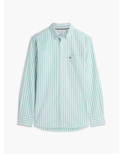 Tommy Hilfiger Blue Regular Fit Stripe Oxford Shirt for men