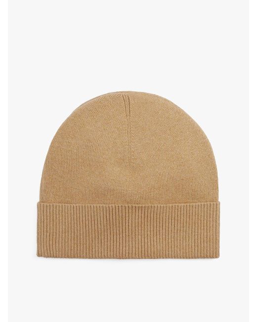 Tommy Hilfiger Natural Th Flag Lightweight Beanie With Cashmere for men
