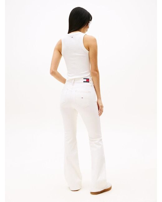 Tommy Hilfiger White Sylvia Light Wash Flared Jeans