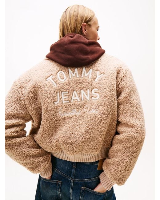 Bomber Universitaire En Polaire À Logo Au Dos Tommy Hilfiger en coloris Natural