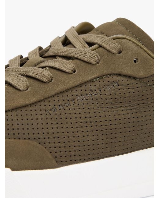 Tommy Hilfiger Green Ventilation Detail Leather Court Trainers for men