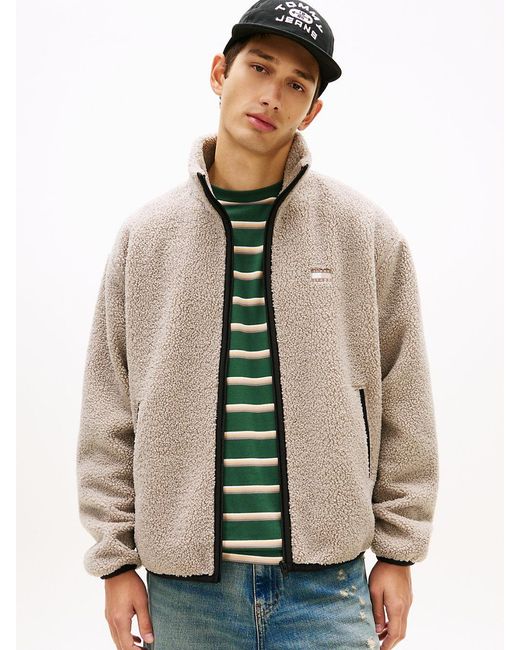 Tommy Hilfiger Natural Badge Teddy Relaxed Zip-Thru Sweatshirt for men