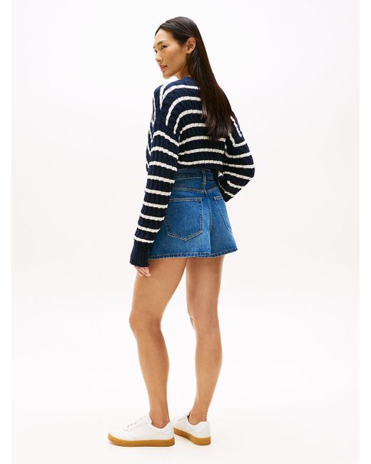 Tommy Hilfiger Blue High Rise Flared Denim Shorts